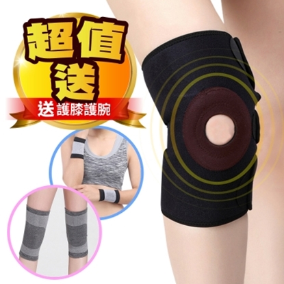 【JS嚴選】*開孔設計*可調式黏扣型三線專業運動健身護膝