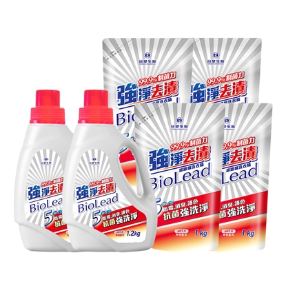 《台塑生醫》BioLead超濃縮強淨去漬洗衣精(1.2kgx2瓶+補充包1kgx4包)