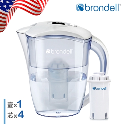 【美國邦特爾】brondell H2O+濾水壺(白)＋4入芯(1壺4芯)