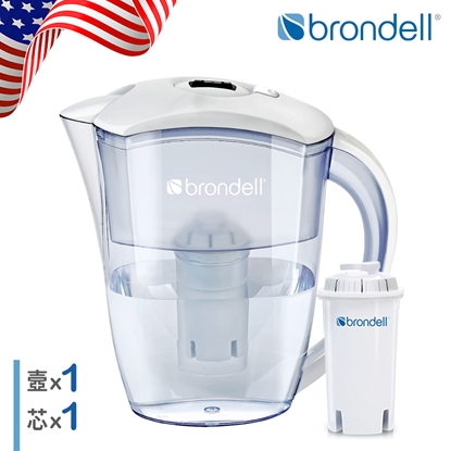 【美國邦特爾】brondell H2O+濾水壺(白)＋1入芯(1壺1芯)
