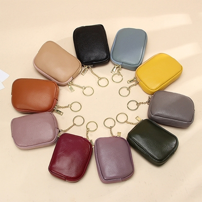 超值2入組【L’eBeauty】日系簡約頭層牛皮拉鍊零錢包 KDB-0021(真皮/零錢包/卡包/牛皮)-美